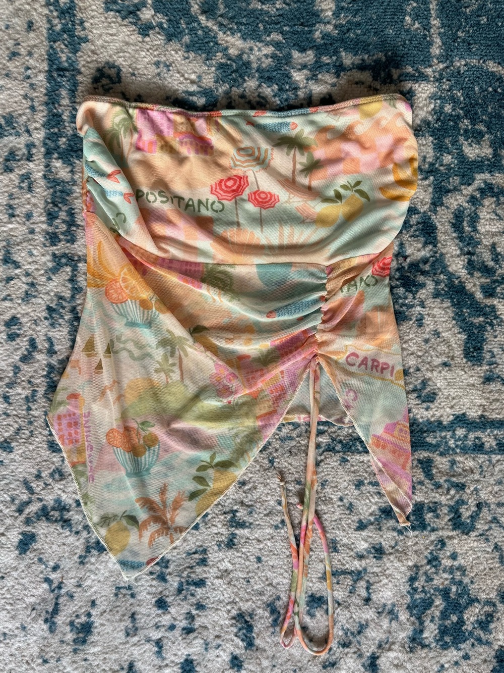 Pastel Multicolor Tube Top with Tie Trim